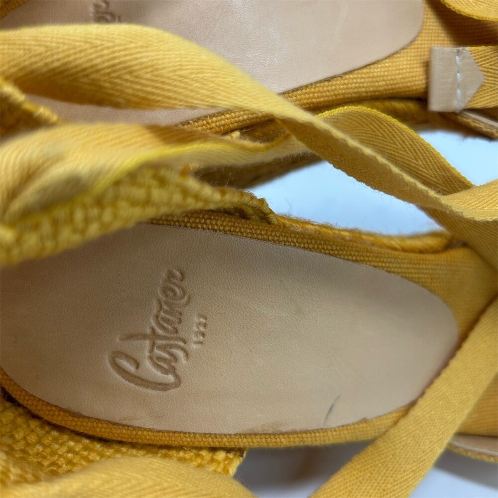 Castañer Womens Mustard Yellow Espadrille Wedge Heels Lace-Up Ankle Wrap Size 37 - Picture 13 of 13